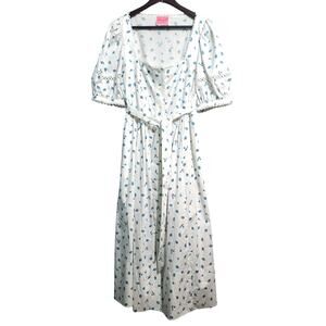 kate spade White Midi Dress with Blue Floral Print